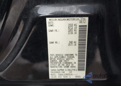 2013 Nissan Altima 2.5 Sv from USA, damaged, VIN 1N4AL3AP9DC136291